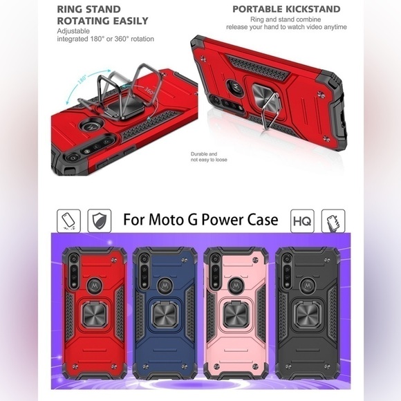 MOTO G Power Red phone case with extras kick stand finger ring NWT - Picture 10 of 12